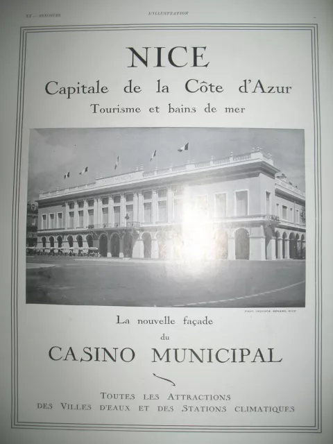Nice Press Advertisement Cote D'azur Tourism Bains De Mer Casino French Ad 1931