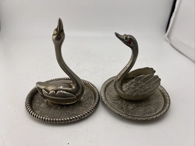 Porte Bijoux Vintage Cygne Metal Argenté
