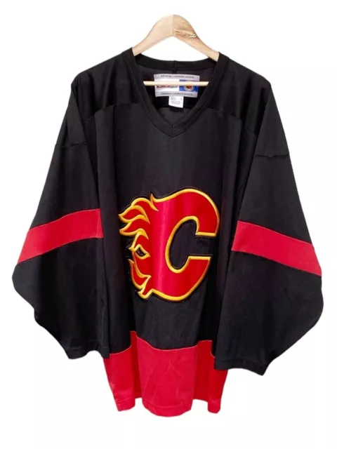 Men’s Vintage Shirt Jersey Calgary Flames Ice Hockey NHL CCM Size Large Adult