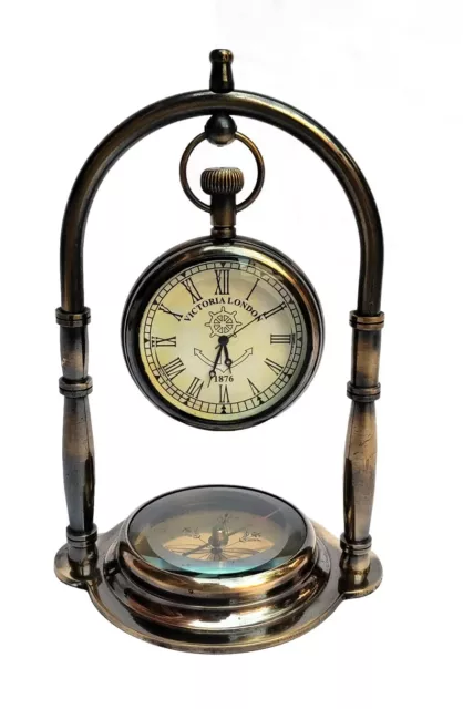 Personalisiert Nautisch Schiff Tisch Uhr, Schreibtisch Uhr Maritim Kompass Mit