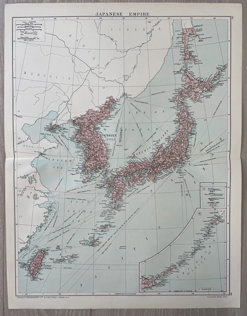 GRANDE MAPPA ANTICA Impero giapponese 1923 25 1/2