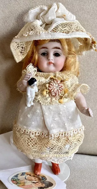 Antique German Kestner Miniature Mold #160 Bisque Mignonette Dollhouse Doll RARE