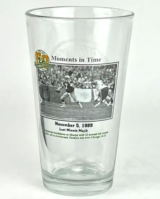 Green Bay Packers Miller Lite Beer Glass Moments in Time 1989 Last Minute Majik