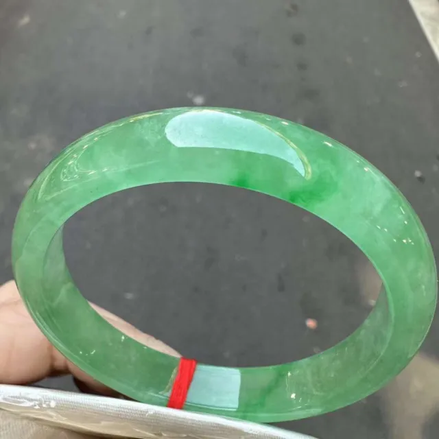 Certified Grade AAA Icy Green Burma jade jadeite bracelet bangle Gift 56mm