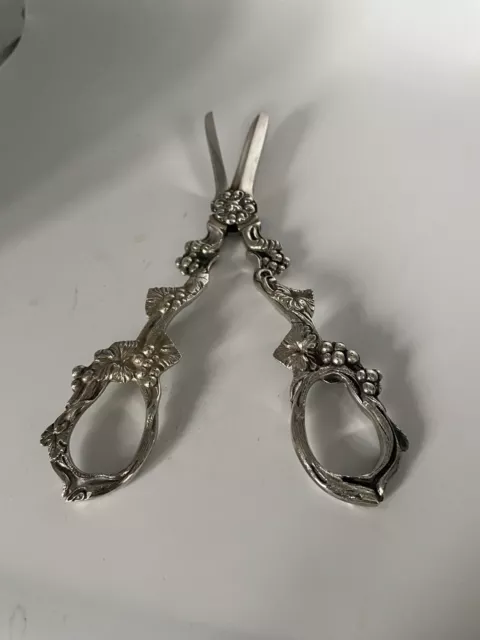 A Vintage Pair Of Silver Plated Grape Scissors