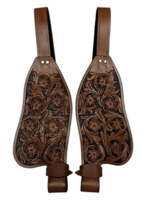 Fender Western Leather Set Horse Saddle Replacement Fenders Pair Floral Tooled