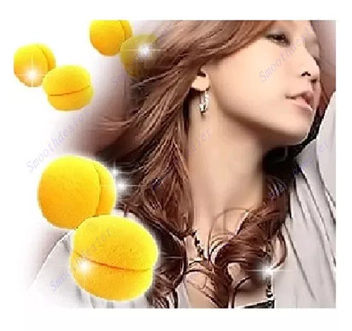 18 pcs Yellow Balls Soft Sponge Hair Styling Curler Rollers Hair Accessory Pins 2