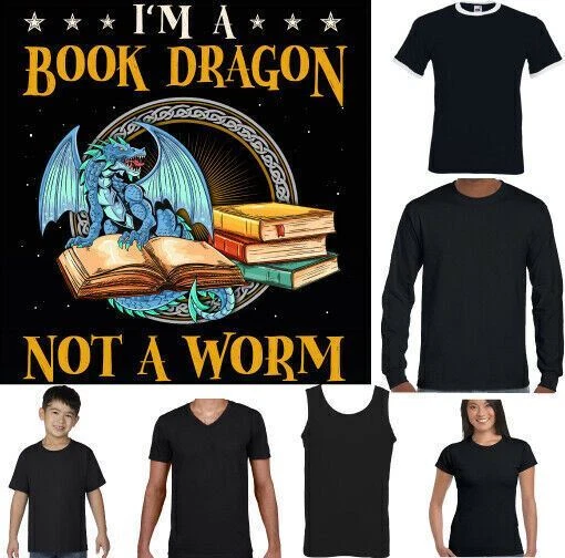 Libro Dragon T-Shirt Worm Lettura Inglese Insegnante Autore Harry Potter Giorno