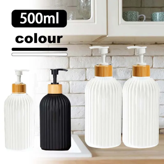 500ml Soap Dispenser With Bamboo Pump Shampoo Conditioner Empty Bottle Container