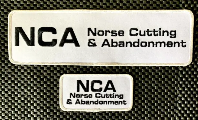 Lot Of 2 Nca Norse Cutting & Abandonment Embroidered Sew On Patches 10" X 3" Nos
