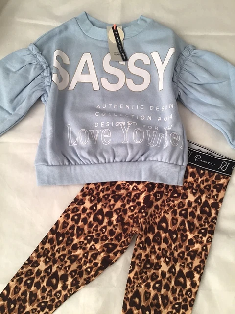 Set felpa blu River Island mini ragazze età 4-5 anni sfacciata nuova con etichette 2