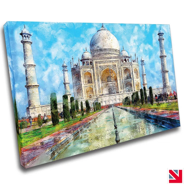 Taj Mahal Wonders of the World CANVAS Wall Art Picture Print A4