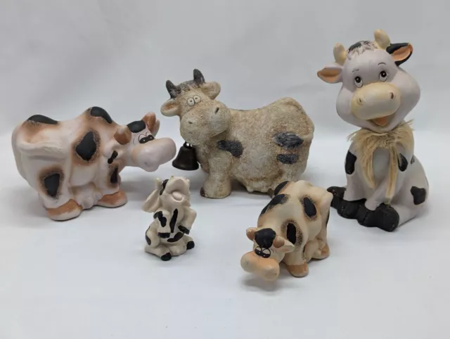 Ceramic Cow Collection of 5 figurines - Free Aus Postage