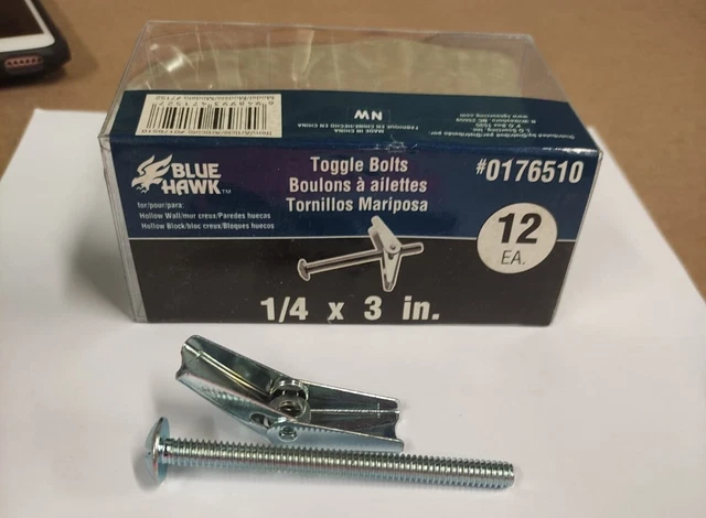Blue Hawk Toggle Bolts 1/4x3"