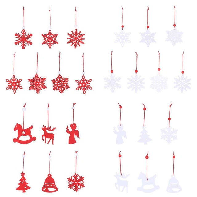 Verzierungen aus Holz weihnachten hängen schneeflocke weihnachtsbaum.
