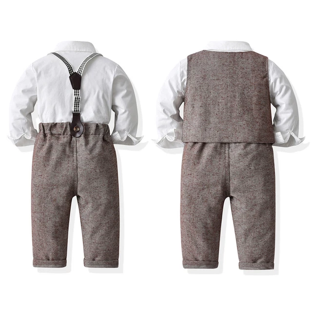 Baby Jungen Taufanzug Gentleman Kinder Weste+Hemd+Hosenträger Hosen Party Outfit