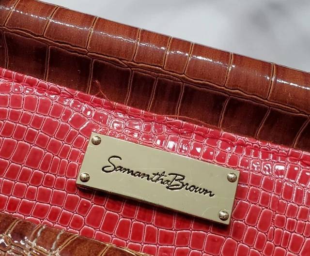 Samantha Brown Luggage Travel Bag Red / Brown Weekender Bag 18 X 12 Inch Purse 3