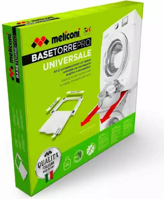 Kit Colonnina Lavatrice E Asciugatrice Meliconi - Base Con Ruote E Sovrapposizione, Bianco, Portata 250kg