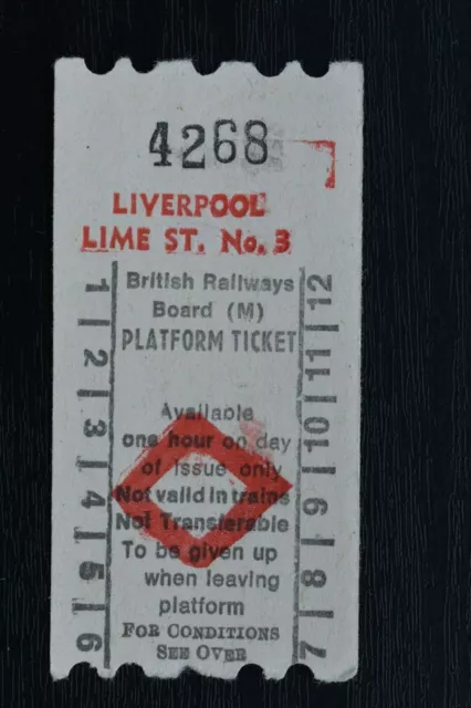 British Railways Board (m) LIVERPOOL LIME ST Platform Ticket No 4268