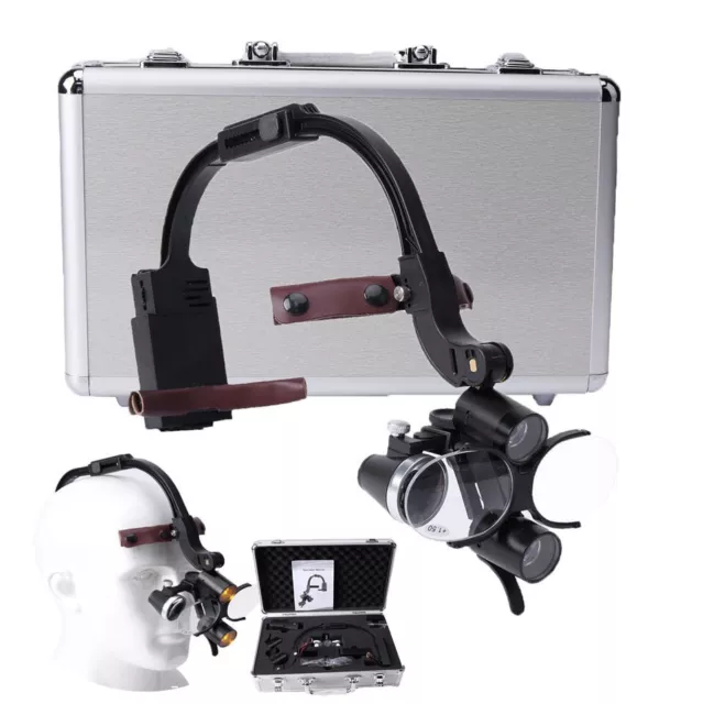 Wireless Dental 3.5X Binocular Loupes with 5W LED Head Light 2 LEDs 2 Batteries