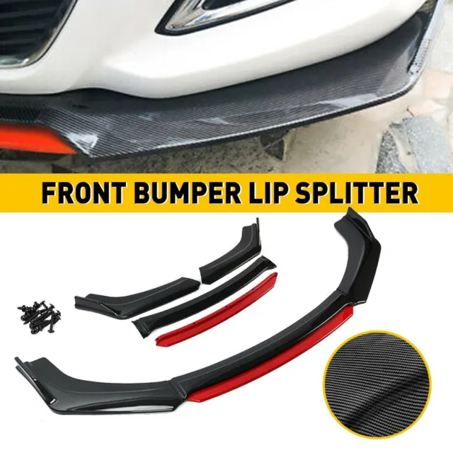 Carbon Fiber Red Car Front Bumper Lip Body Kit Spoiler Splitter Scratch Guard US