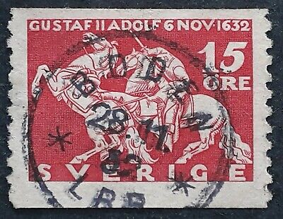 1932 Sweden 15 ore red King Gustav II Adolf stamp cancelled Boden