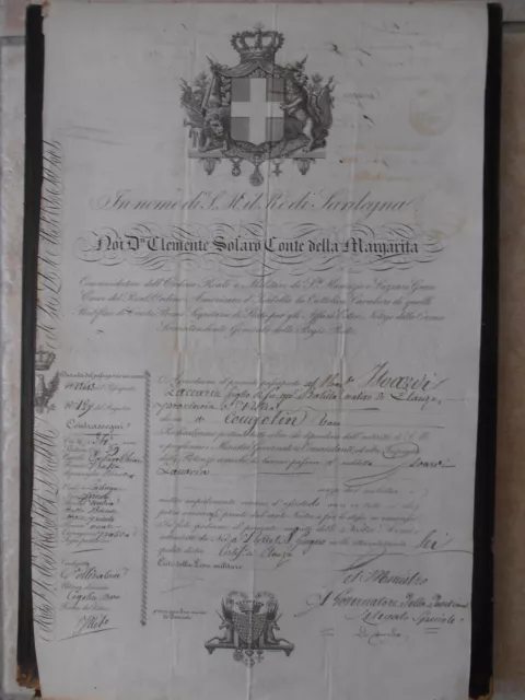 Document Ancien Passeport Italie Delivre Au Nom Du Roi De Sardaigne 1836