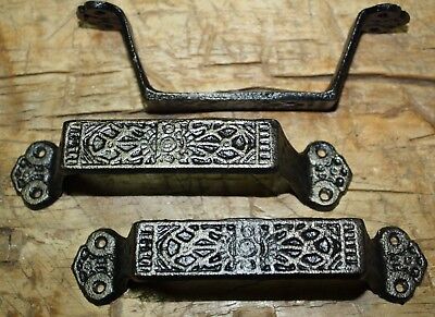 2 Large Cast Iron Antique Style FANCY Barn Handle Gate Pull Shed Door Handles #7