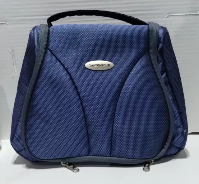 Samsonite Toiletry Bag Epsilon Zip Around Navy Blue 9X9X4 Makeup With Handle