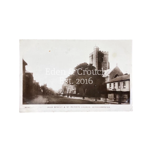 High Street & St Peters Church, Berkhamsted, Hertfordshire; 1912, Postcard
