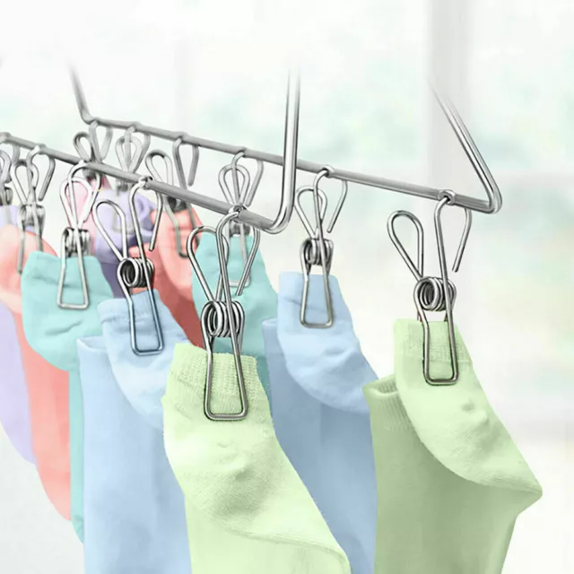 Stainless Steel Clothes Pegs Hanging Clips Pins Laundry Windproof Metal Clamp 3