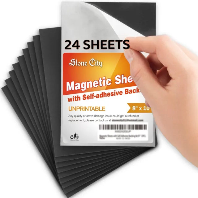 24 Self Adhesive Magnetic Sheets 8x10 Magnet Sheet with Adhesive Strong Flexible