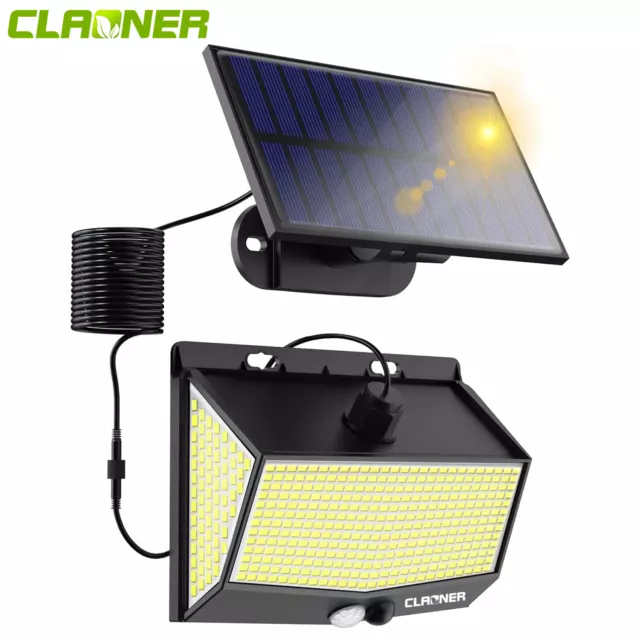 CLAONER 468 LED Solar Motion Sensor Light Outdoor Security Garden Flood Lamp