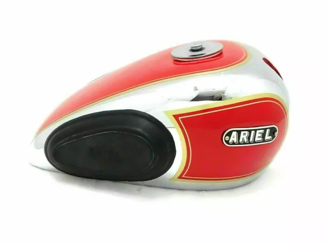 Ariel 350cc Red Painted & Chrome Steel Petrol Fuel Complete Tank & Knee Pad &Cap