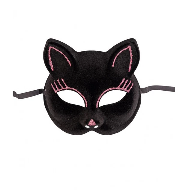 Masque Chat Noir Velours Pailleté Adulte