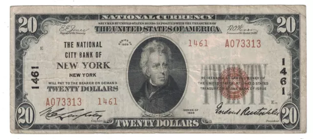 U.S. (New York, NY) - Series of 1929 $20.00 National Currency Banknote