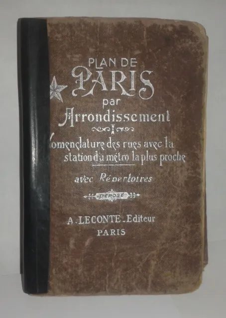 Ancien Plan de paris 1958 A. LECONTE EDITEUR-PARIS FORMAT 9.5 X 14.5 cm bon état