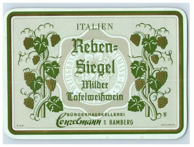 1970's-80's Reben Siegel Milder Italien German Wine Label Original S20E