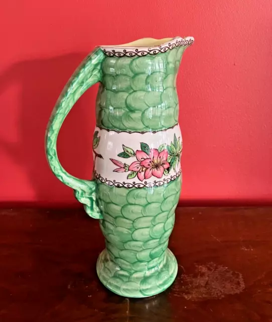 Art Deco Maling Pottery Azalea Green Lustreware Vase / Jug - 27cm High 2