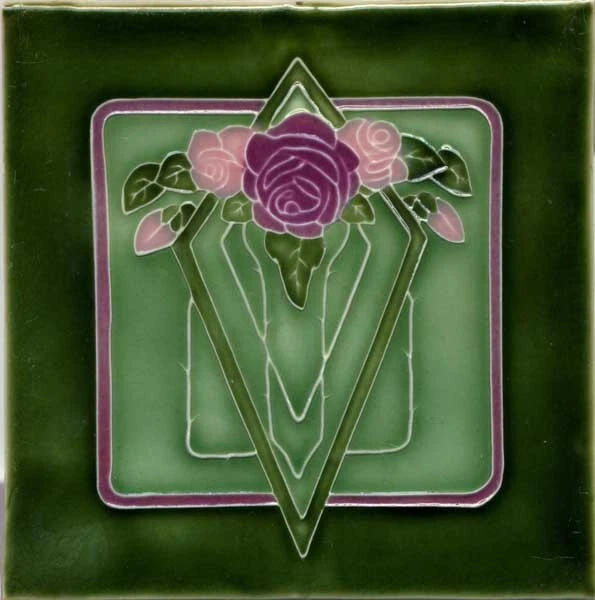 Porteous 6"x6" Majolica Art Tile, Art Nouveau, Arts & Crafts - V79B