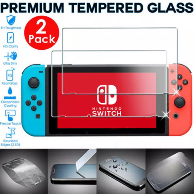 Nintendo Switch Console PREMIUM TEMPERED GLASS 2 Pack Screen Protector Cover