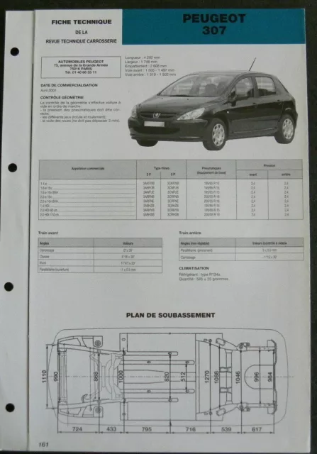 Fiche technique automobile carrosserie PEUGEOT 307