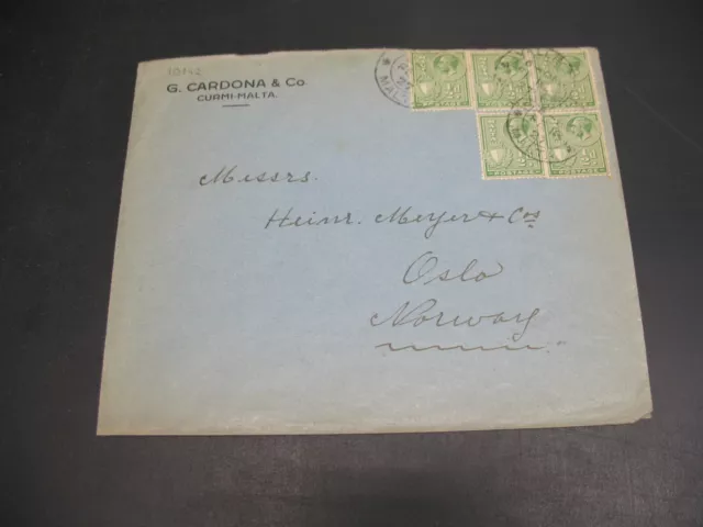 Malta 1927 cover to Norway *10142