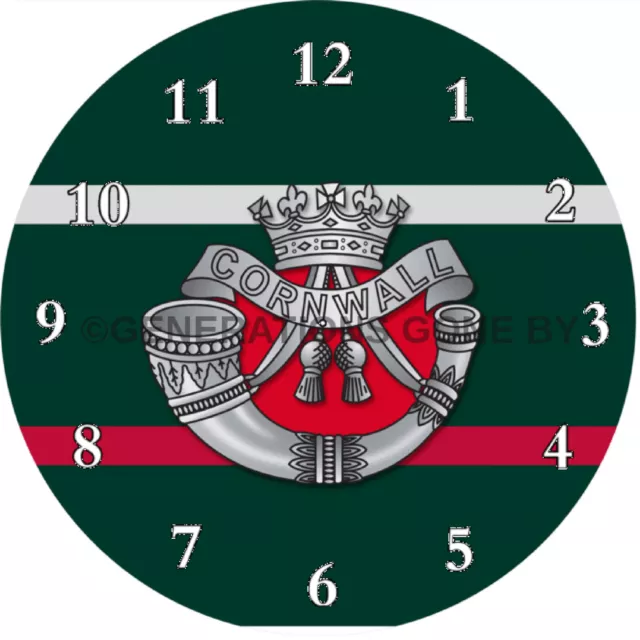 Cornwall Light Infantry Glass Wall Clock