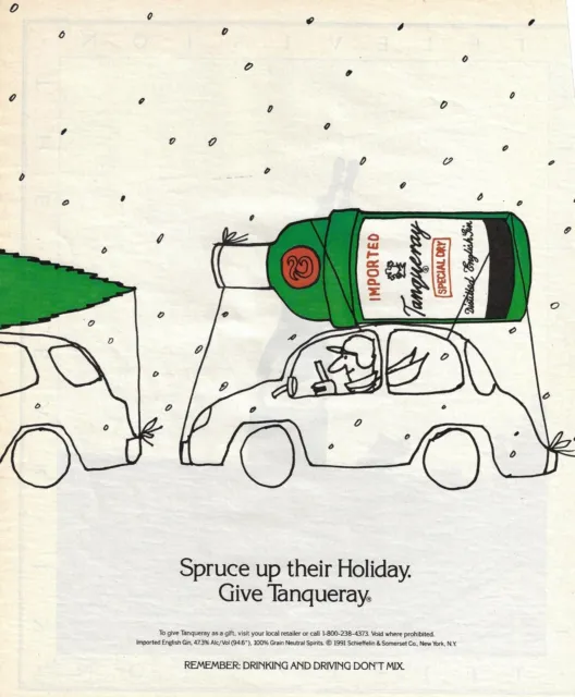 Tanqueray English Gin Holiday Theme 1991 Print Ad