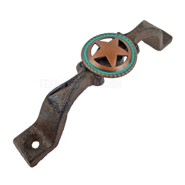 Rustic Turquoise Copper Star Concho Door Handle Cast Iron Drawer Pull 6 inch