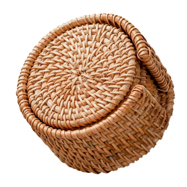 Rattan Coasters Corn Husk Weave Placemat Glass Coffee Cup Holder