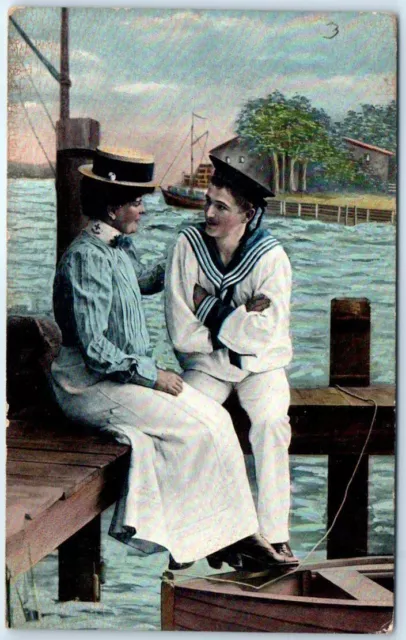 Postcard - Sailor with Lover Picture/Art Print - Greeting Card