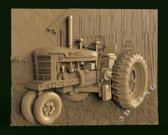 STL 3D Model TRACTOR & VILLAGE for CNC ROUTER 3D Printer Engraver Carving Aspire