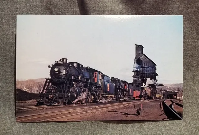 LMH Postcard CENTRAL VERMONT Coal Chute 2-10-0 CV 469 471 St Albans Yard 1956